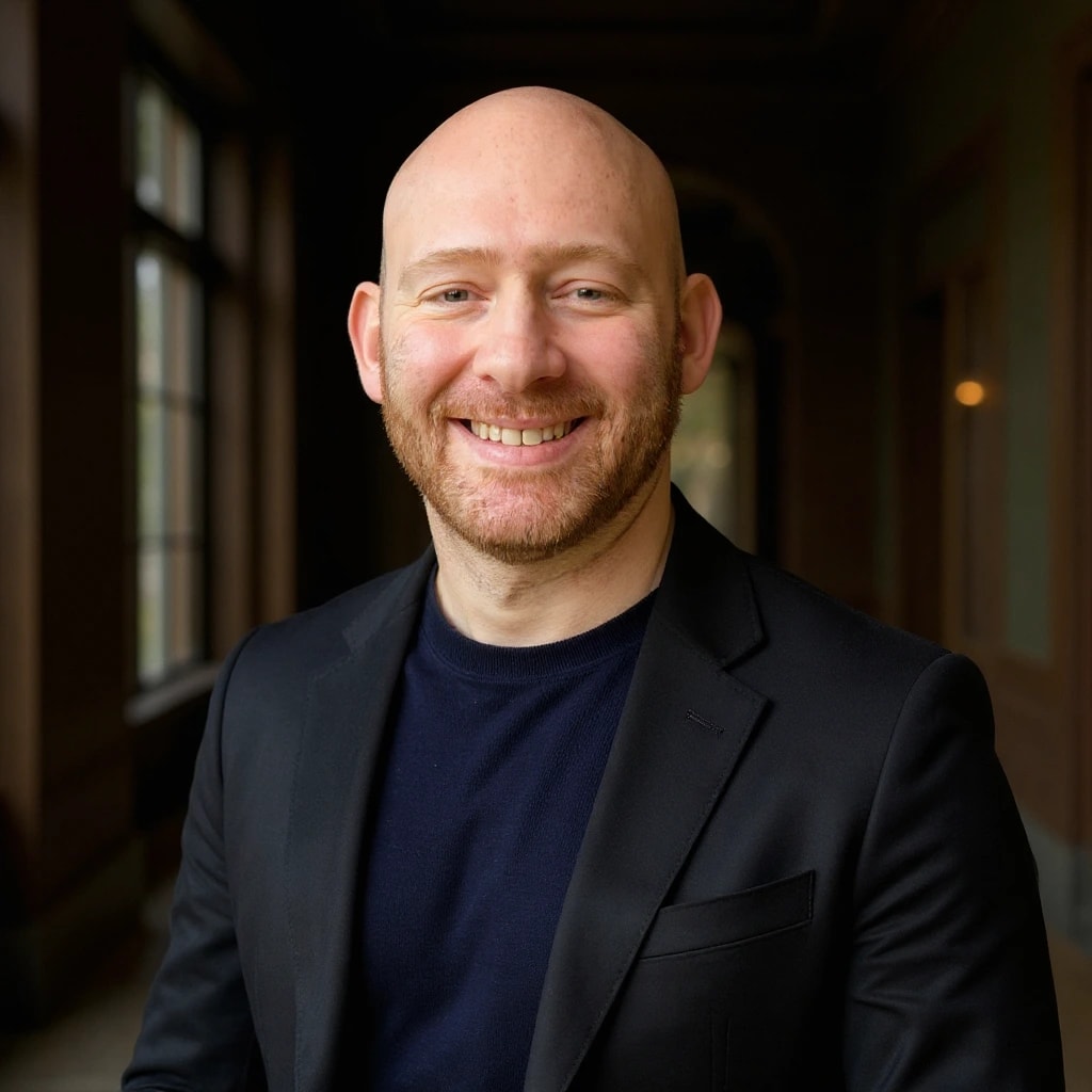 Chris Jon Graf, Gründer und Leitender KI-Architekt von KI-Outsourcing.ch, im modernen Schweizer Büro
