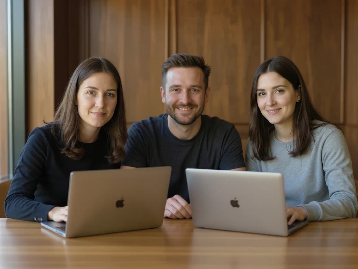 Schweizer Software- und KI-Umsetzungsteam bei der konzentrierten Arbeit am selben Konferenztisch